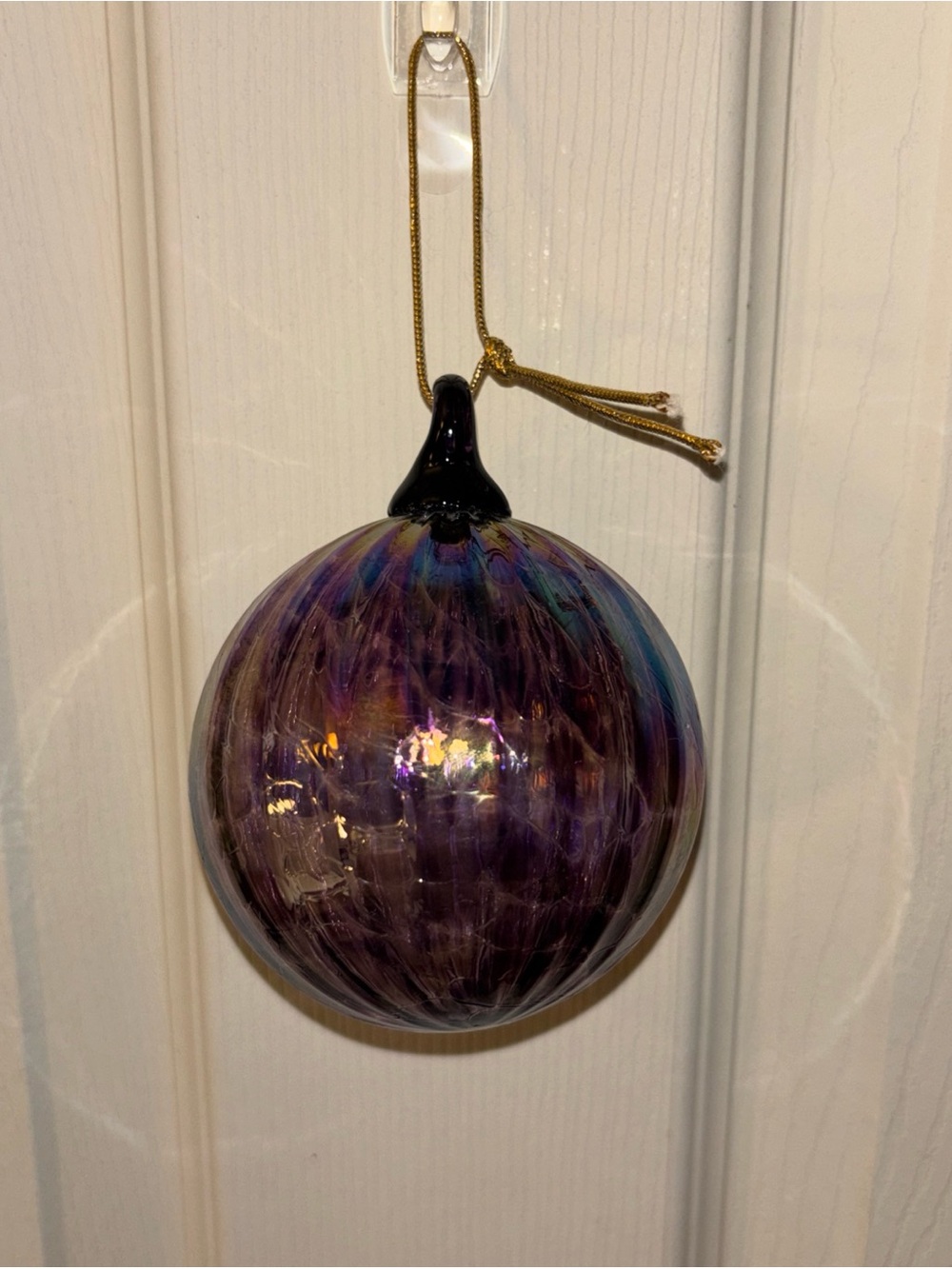 Iridescent Purple & Blue Glass Hanging Ornament